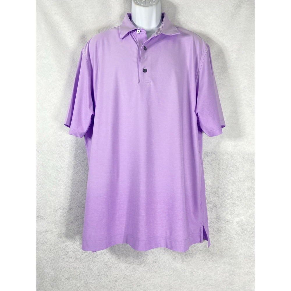 FootJoy FJ Golf Polo Shirt Men's Large Purple Short Sleeves Stretch Tennis EUC